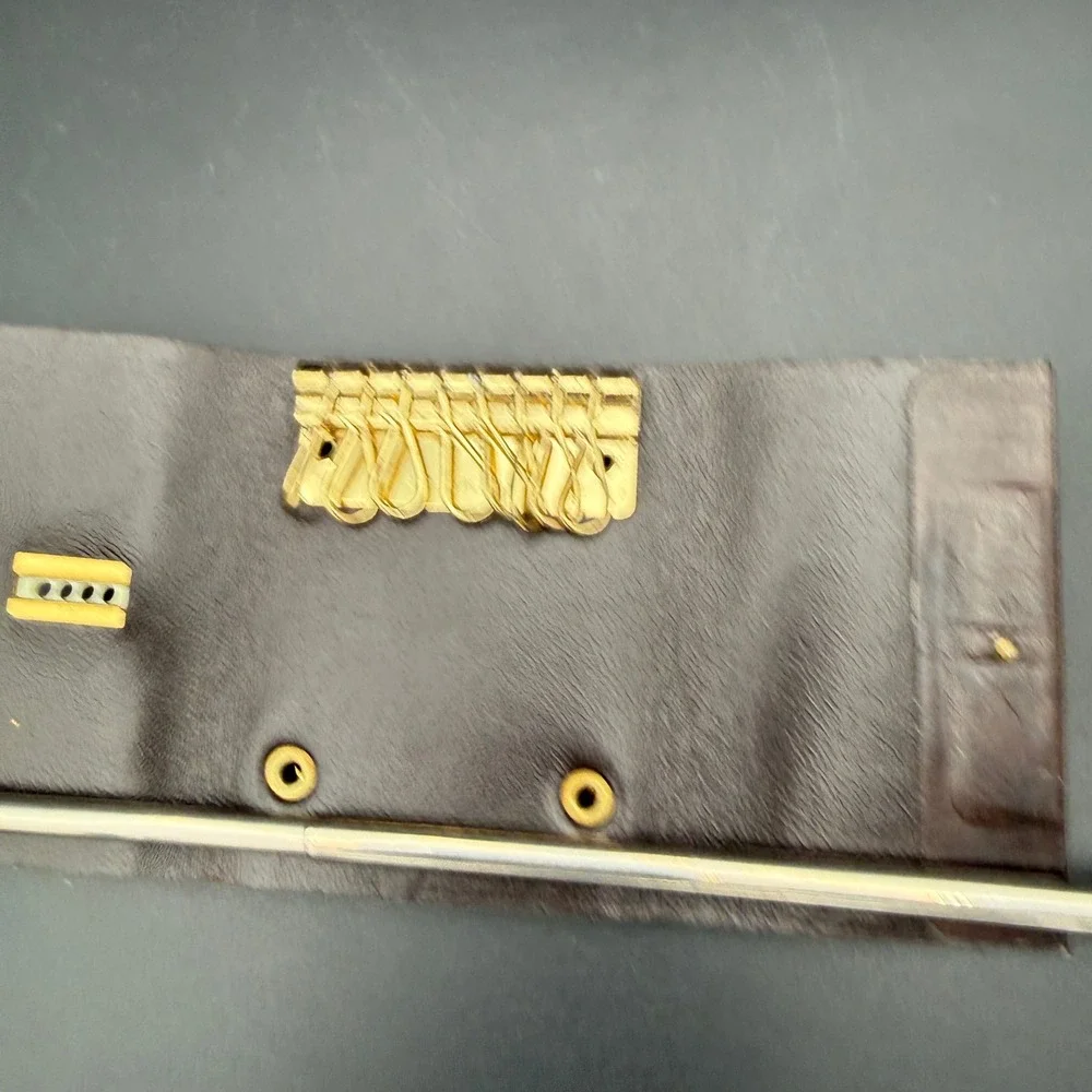 Vintage Rolfs Cowhide Leather Key Case Brown Marbled 6 Hook Tri-fold Wallet